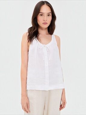 New! ALEX MILL • Sydney Linen Top in White